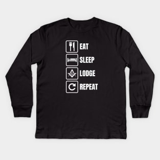 Eat Sleep Lodge Repeat Masonic Freemason Kids Long Sleeve T-Shirt